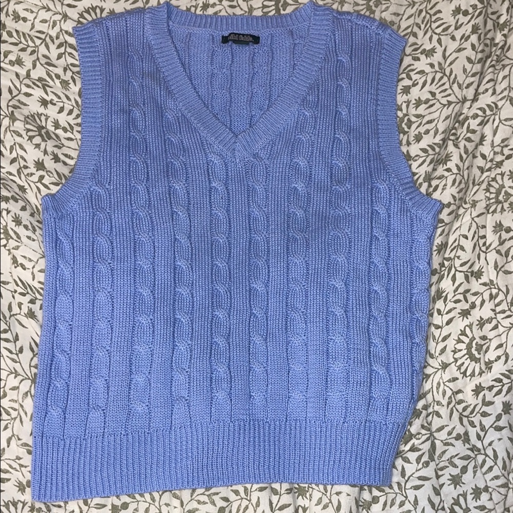 Cable Knit Blue Sweater Vest